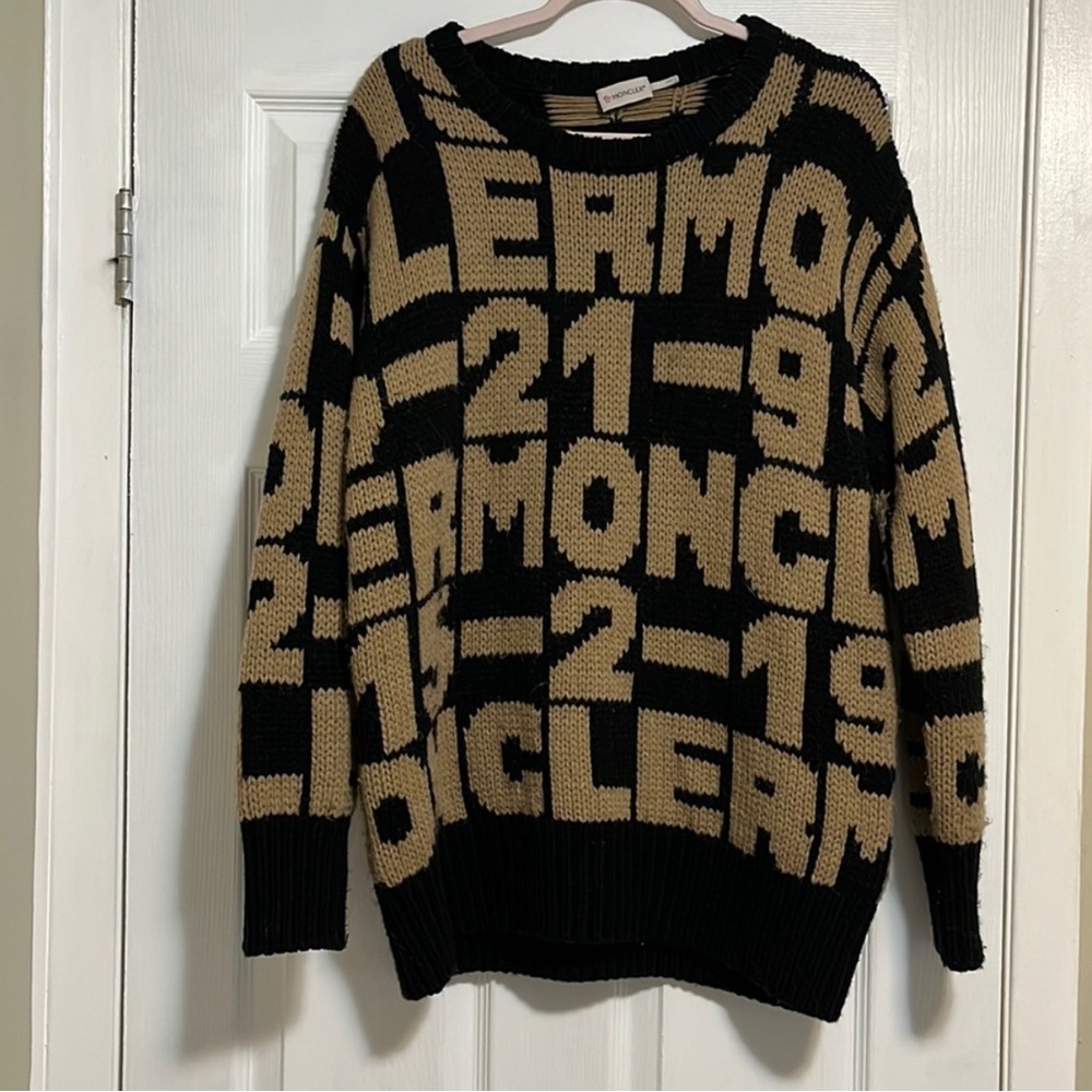 Moncler Black and Tan Crewneck Sweater
